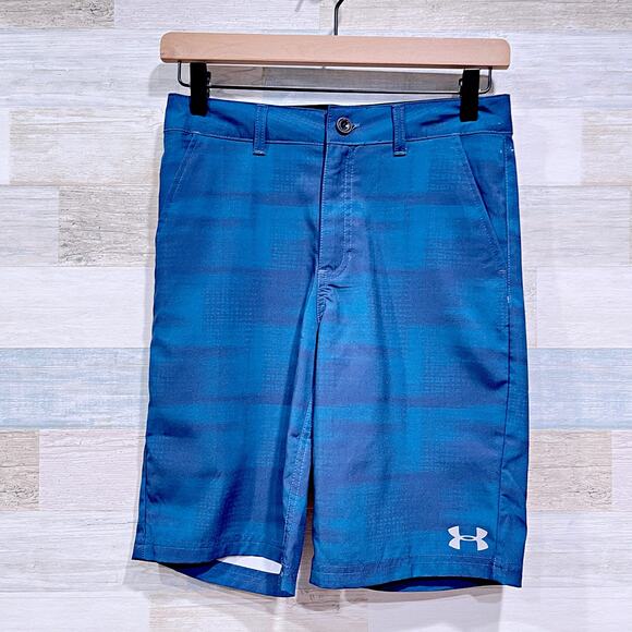 Under Armour Hybrid Shorts Blue Performance Stretch Quick Dry Youth Boys 14 - Picture 1 of 5